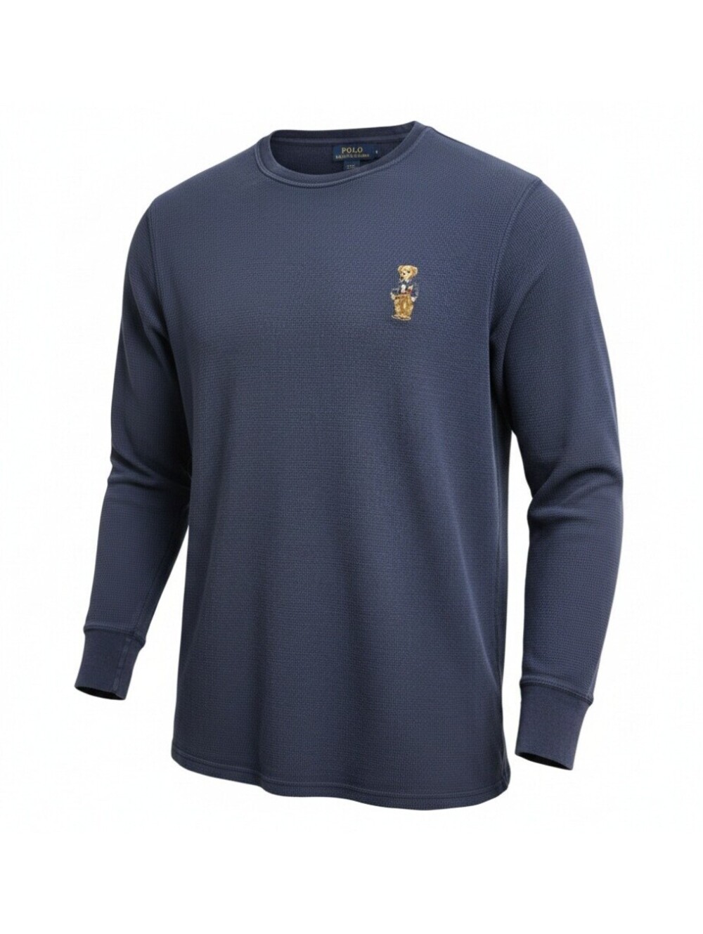 Polo Ralph Lauren Sleepwear Mens 2X Navy Waffle Knit Thermal Polo Bear Shirt